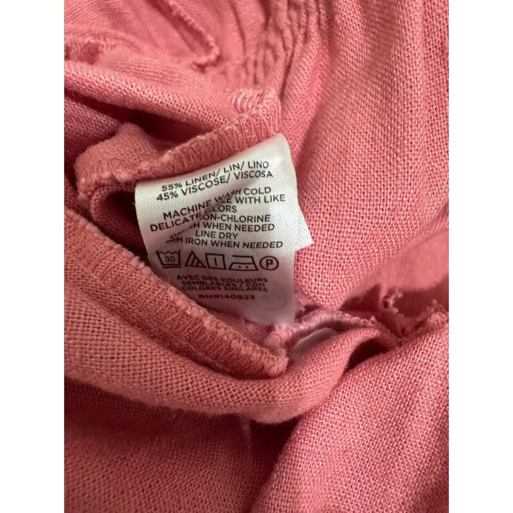 LOFT Outlet Womens Large Petite Pink Linen Blend Tie Front Wide Leg Jumpsuit NWT - Picture 8 of 10